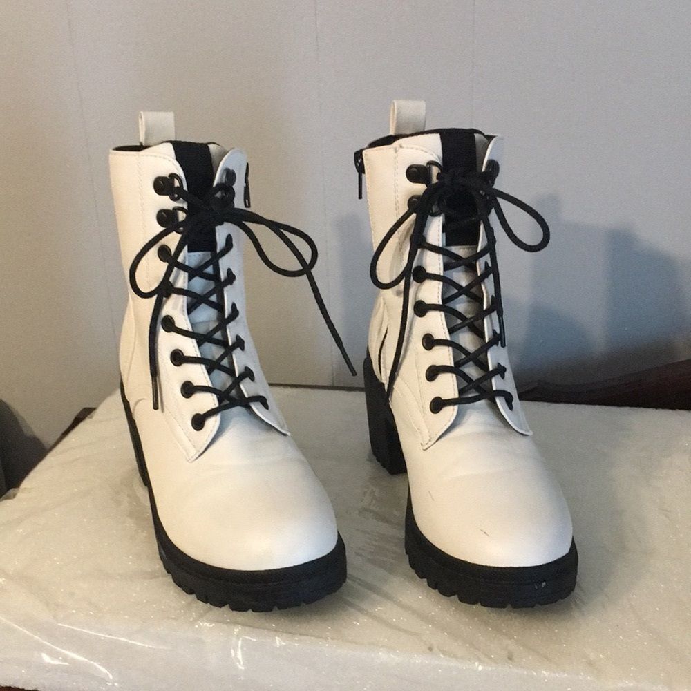 Mia White combat boots